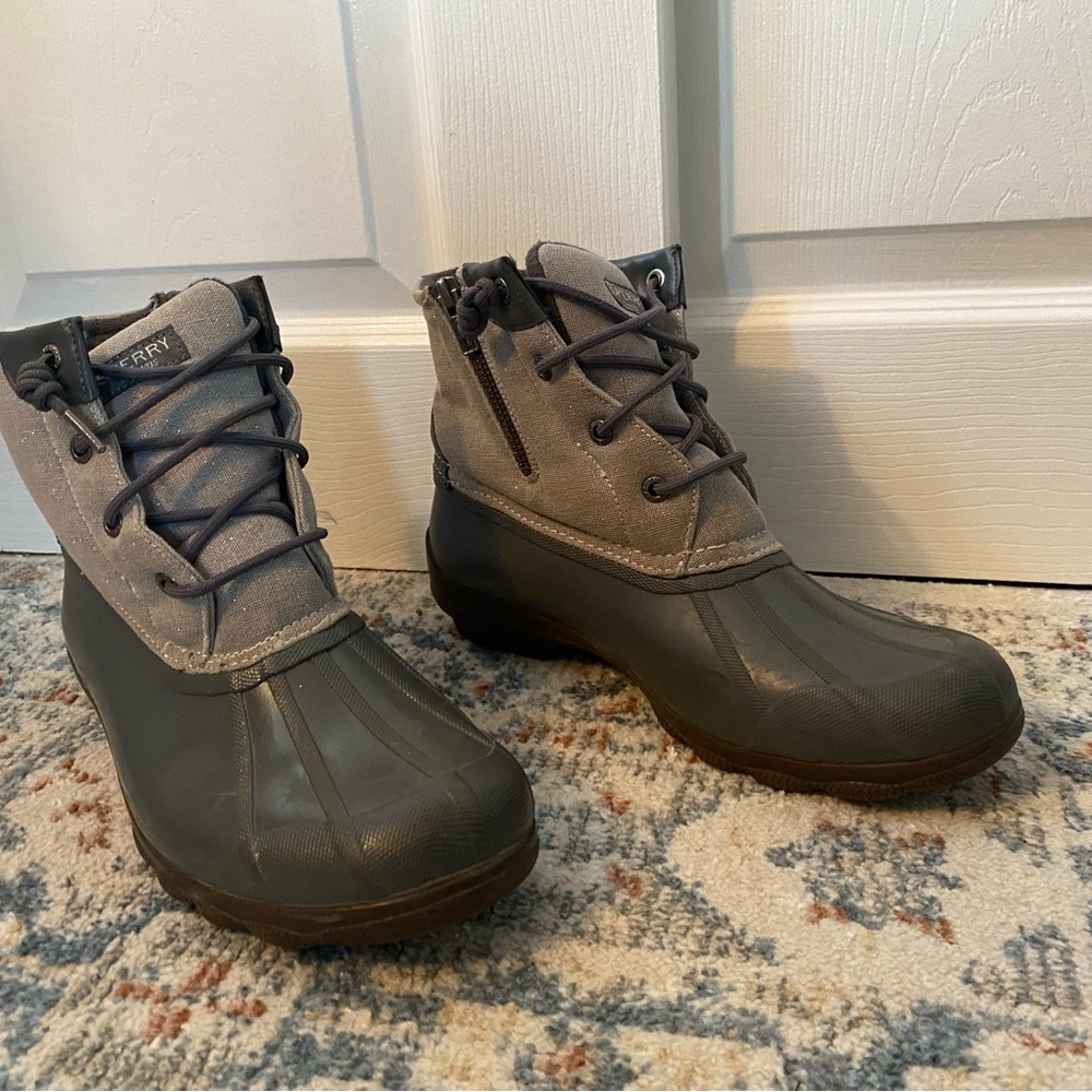 Sperry Duck Boots- Grey Glitter